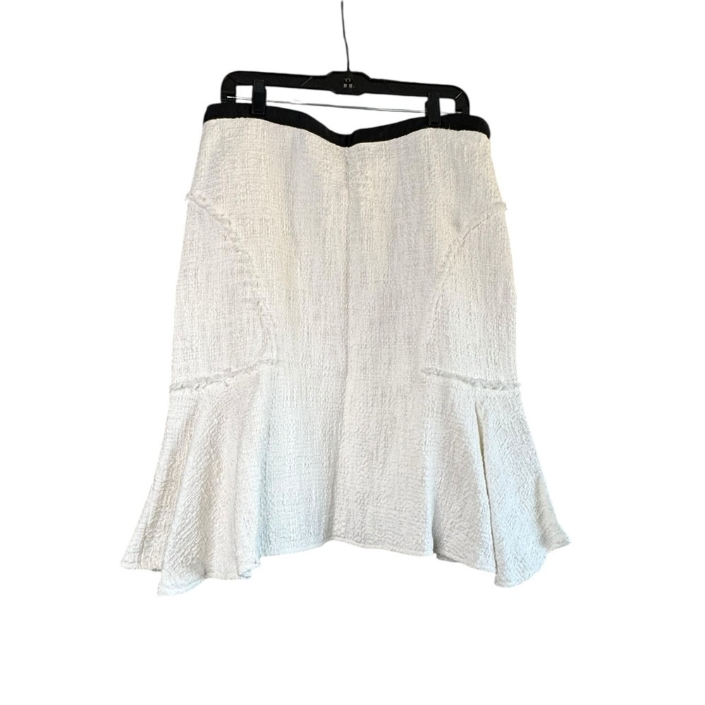 NWT Nanette Lepore White Tweed Trumpet Skirt Ruffle Hem Lined 12 Bridal Chic Y32